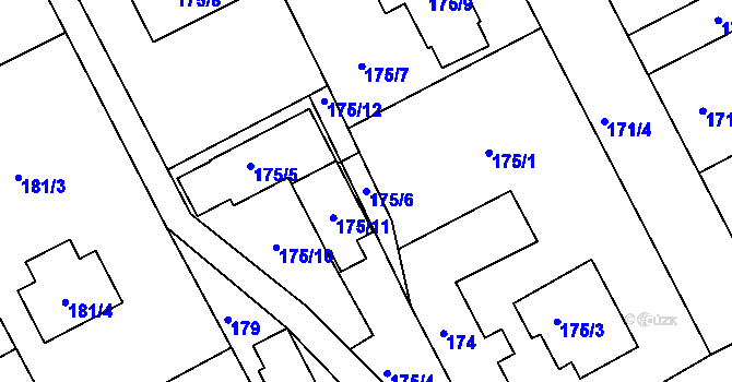Parcela st. 175/6 v KÚ Dolní Hanychov, Katastrální mapa