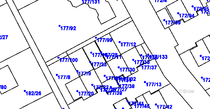 Parcela st. 177/11 v KÚ Dolní Hanychov, Katastrální mapa