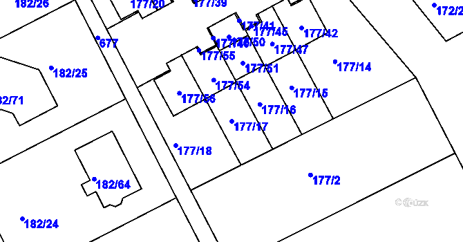 Parcela st. 177/17 v KÚ Dolní Hanychov, Katastrální mapa