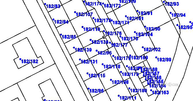 Parcela st. 182/96 v KÚ Dolní Hanychov, Katastrální mapa