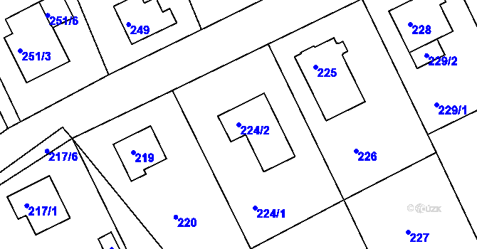 Parcela st. 224/2 v KÚ Dolní Hanychov, Katastrální mapa