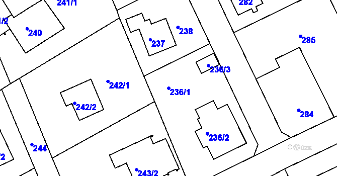 Parcela st. 236/1 v KÚ Dolní Hanychov, Katastrální mapa