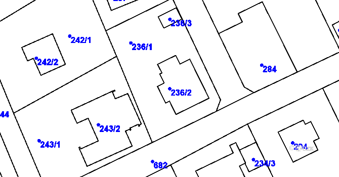 Parcela st. 236/2 v KÚ Dolní Hanychov, Katastrální mapa