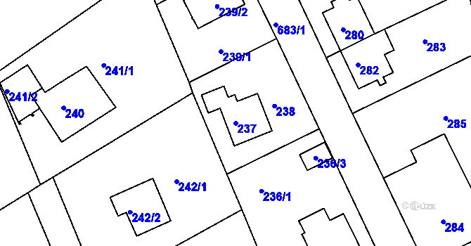 Parcela st. 237 v KÚ Dolní Hanychov, Katastrální mapa