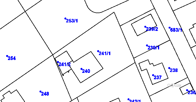 Parcela st. 241/1 v KÚ Dolní Hanychov, Katastrální mapa