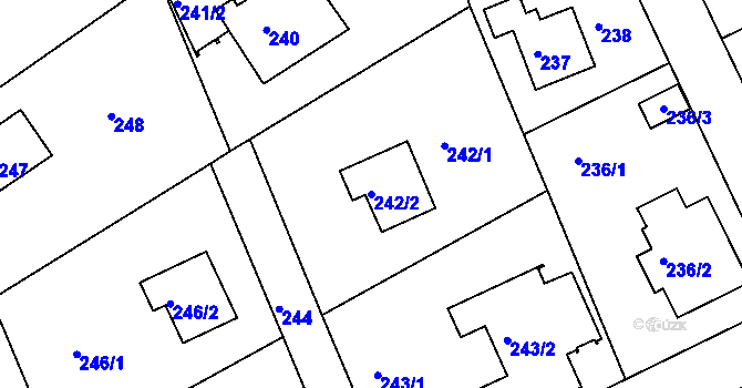 Parcela st. 242/2 v KÚ Dolní Hanychov, Katastrální mapa