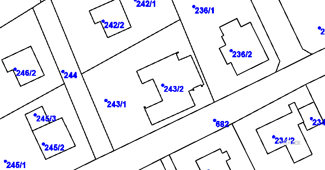 Parcela st. 243/2 v KÚ Dolní Hanychov, Katastrální mapa