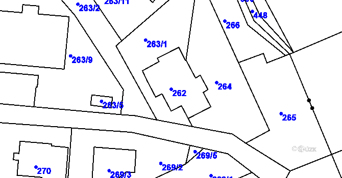 Parcela st. 262 v KÚ Dolní Hanychov, Katastrální mapa