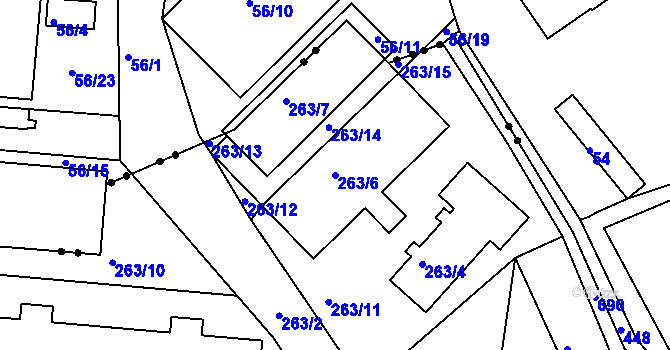 Parcela st. 263/6 v KÚ Dolní Hanychov, Katastrální mapa
