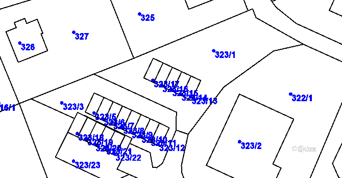 Parcela st. 323/15 v KÚ Dolní Hanychov, Katastrální mapa