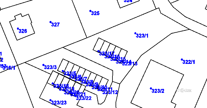 Parcela st. 323/16 v KÚ Dolní Hanychov, Katastrální mapa