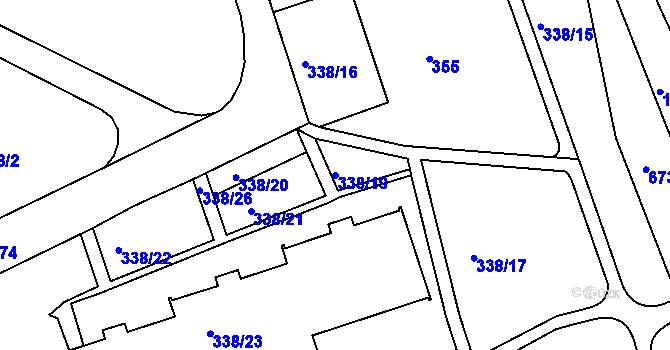Parcela st. 338/19 v KÚ Dolní Hanychov, Katastrální mapa