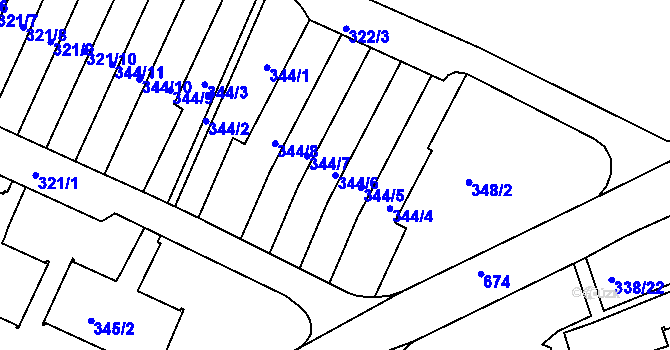 Parcela st. 344/6 v KÚ Dolní Hanychov, Katastrální mapa
