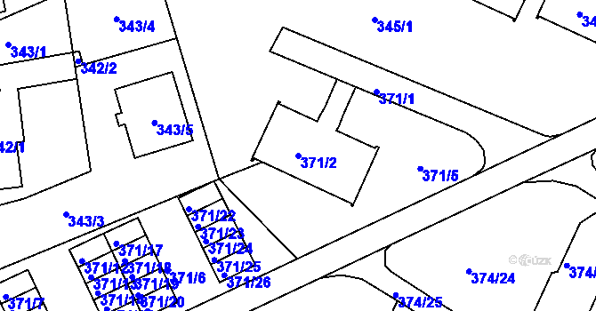 Parcela st. 371/2 v KÚ Dolní Hanychov, Katastrální mapa
