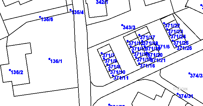 Parcela st. 371/7 v KÚ Dolní Hanychov, Katastrální mapa