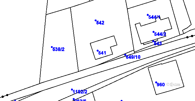 Parcela st. 541 v KÚ Dolní Hanychov, Katastrální mapa