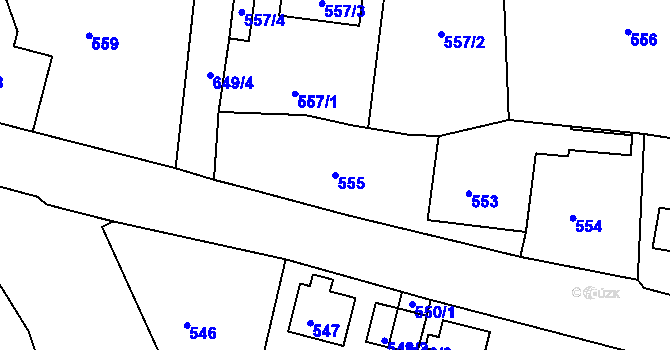Parcela st. 555 v KÚ Dolní Hanychov, Katastrální mapa