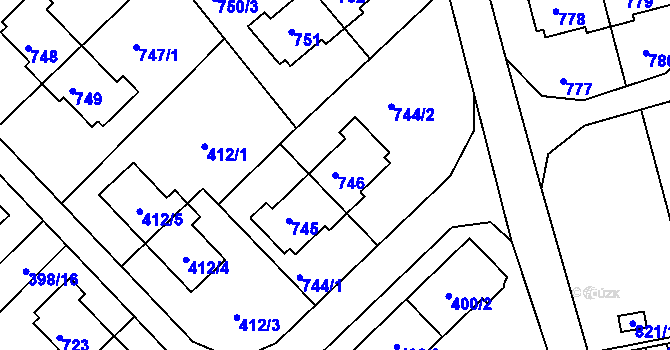 Parcela st. 746 v KÚ Dolní Hanychov, Katastrální mapa