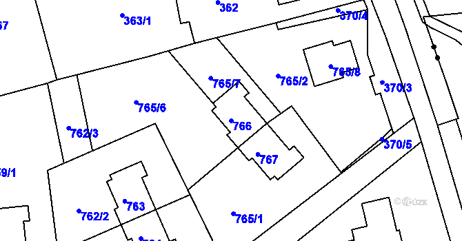 Parcela st. 766 v KÚ Dolní Hanychov, Katastrální mapa