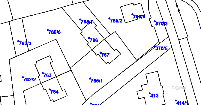 Parcela st. 767 v KÚ Dolní Hanychov, Katastrální mapa