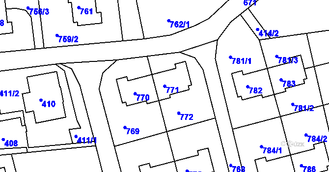 Parcela st. 771 v KÚ Dolní Hanychov, Katastrální mapa