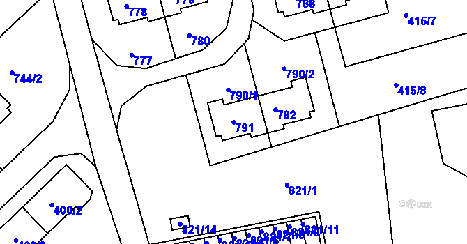Parcela st. 791 v KÚ Dolní Hanychov, Katastrální mapa