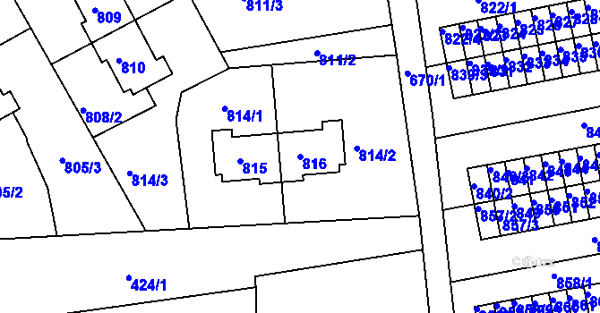 Parcela st. 816 v KÚ Dolní Hanychov, Katastrální mapa