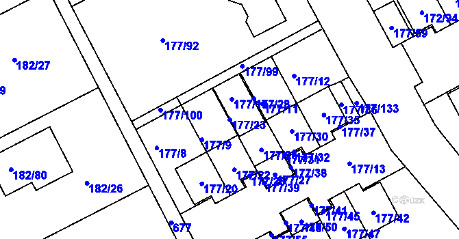 Parcela st. 177/23 v KÚ Dolní Hanychov, Katastrální mapa