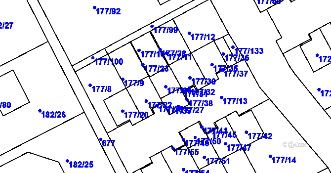 Parcela st. 177/26 v KÚ Dolní Hanychov, Katastrální mapa