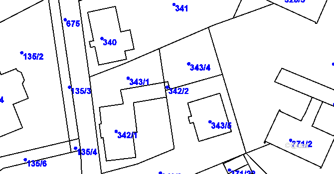 Parcela st. 342/2 v KÚ Dolní Hanychov, Katastrální mapa