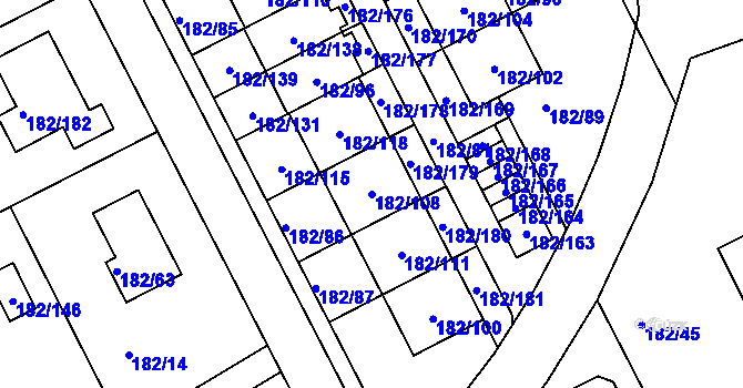 Parcela st. 182/108 v KÚ Dolní Hanychov, Katastrální mapa