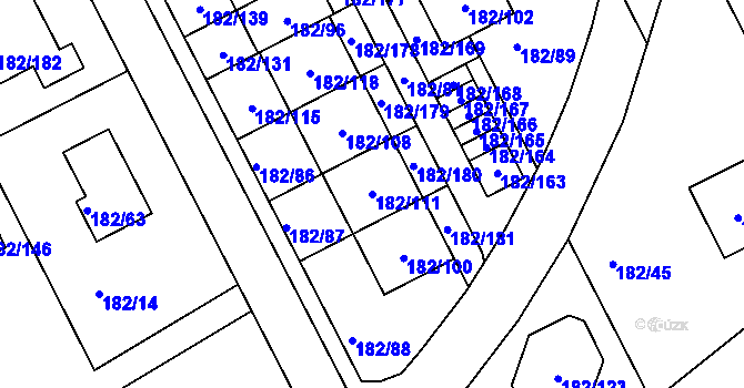 Parcela st. 182/111 v KÚ Dolní Hanychov, Katastrální mapa