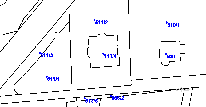 Parcela st. 511/4 v KÚ Dolní Hanychov, Katastrální mapa