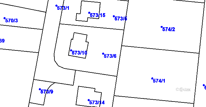 Parcela st. 573/6 v KÚ Dolní Hanychov, Katastrální mapa