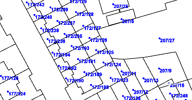 Parcela st. 172/125 v KÚ Dolní Hanychov, Katastrální mapa