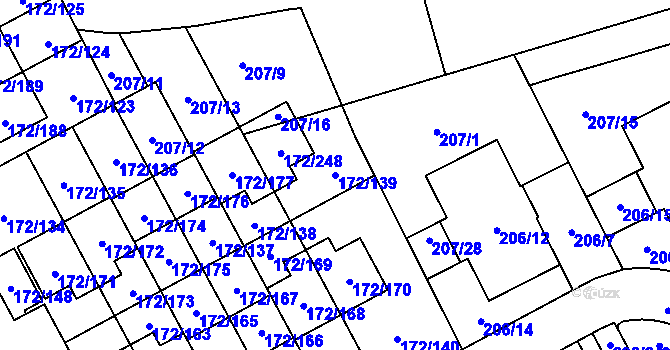 Parcela st. 172/139 v KÚ Dolní Hanychov, Katastrální mapa