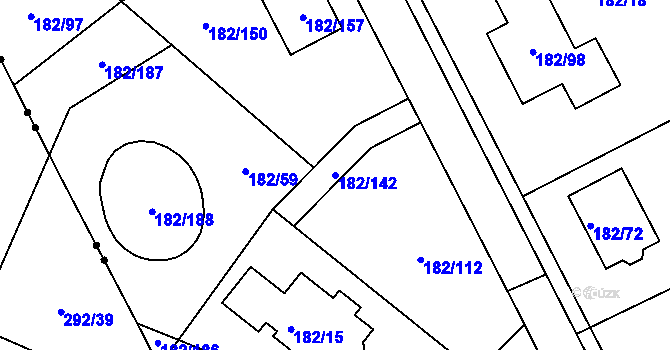 Parcela st. 182/142 v KÚ Dolní Hanychov, Katastrální mapa