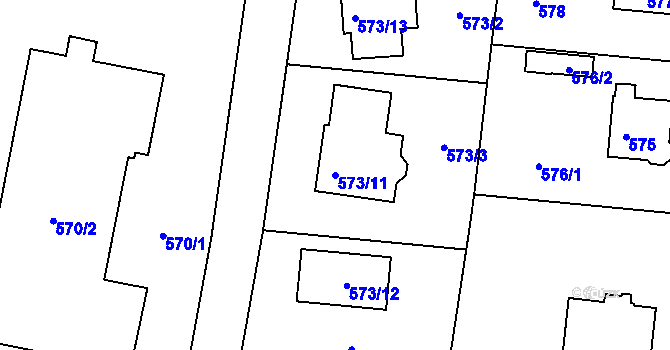 Parcela st. 573/11 v KÚ Dolní Hanychov, Katastrální mapa