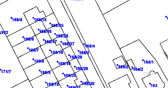 Parcela st. 168/4 v KÚ Dolní Hanychov, Katastrální mapa