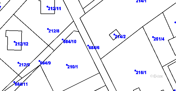 Parcela st. 684/6 v KÚ Dolní Hanychov, Katastrální mapa