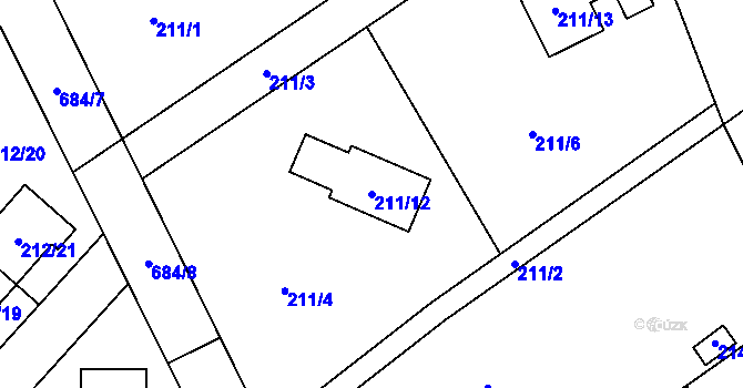 Parcela st. 211/12 v KÚ Dolní Hanychov, Katastrální mapa