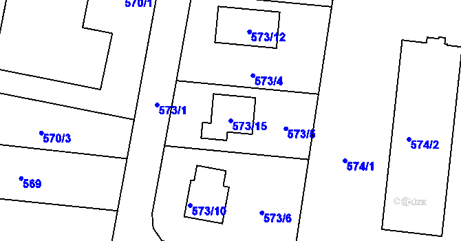 Parcela st. 573/15 v KÚ Dolní Hanychov, Katastrální mapa