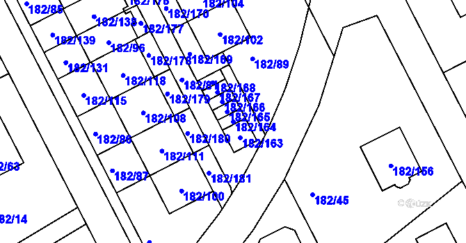 Parcela st. 182/164 v KÚ Dolní Hanychov, Katastrální mapa