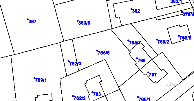 Parcela st. 765/6 v KÚ Dolní Hanychov, Katastrální mapa