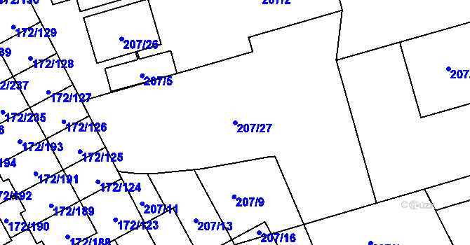 Parcela st. 207/27 v KÚ Dolní Hanychov, Katastrální mapa
