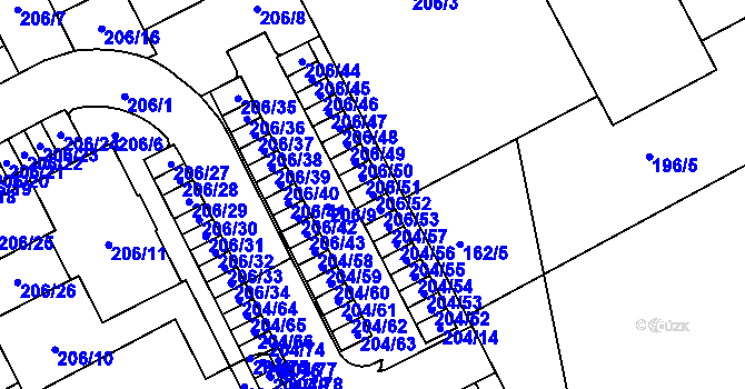 Parcela st. 206/52 v KÚ Dolní Hanychov, Katastrální mapa