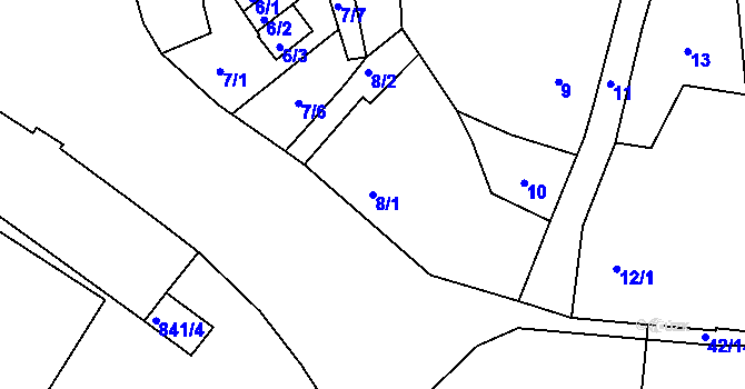 Parcela st. 8/1 v KÚ Rochlice u Liberce, Katastrální mapa