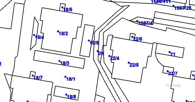 Parcela st. 20 v KÚ Rochlice u Liberce, Katastrální mapa
