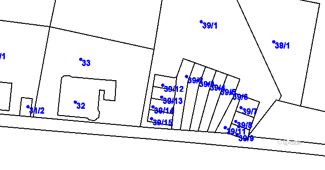 Parcela st. 39/12 v KÚ Rochlice u Liberce, Katastrální mapa