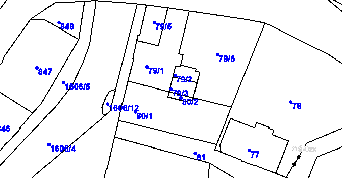 Parcela st. 79/3 v KÚ Rochlice u Liberce, Katastrální mapa